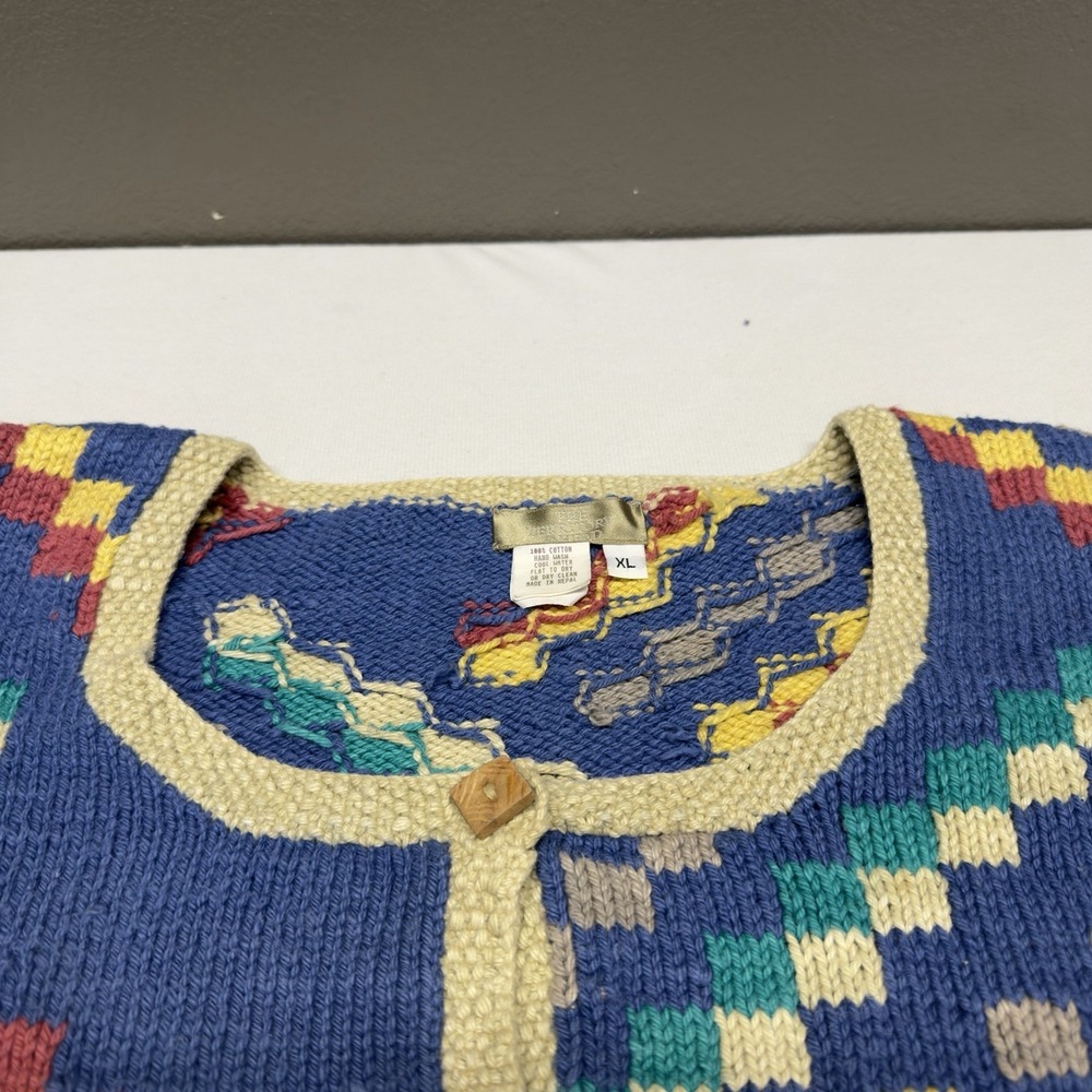 Vintage Territory Ahead Wool Chunky Knit Sweater Women's XL Button Up Multicolor - Picture 3 of 10